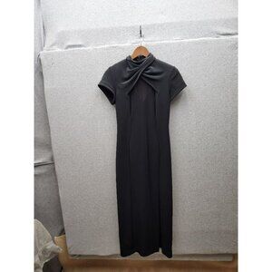 Elegant Black Evening Gown With Mesh Accents & Zipper Back  Nightway Collections